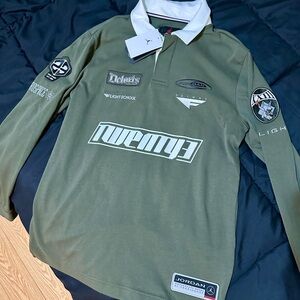 Jordan Men's Olive Green Graphic Long Sleeve Shirt